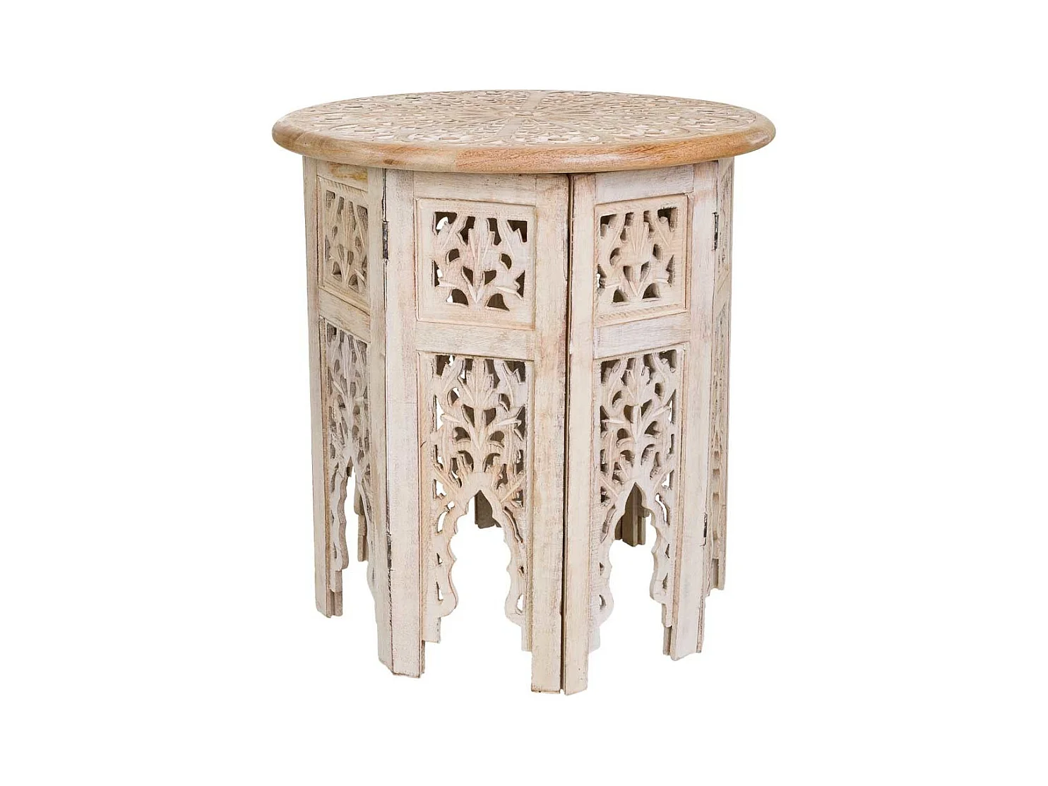 Mesa de centro feita à mão em madeira branca 45x45x45