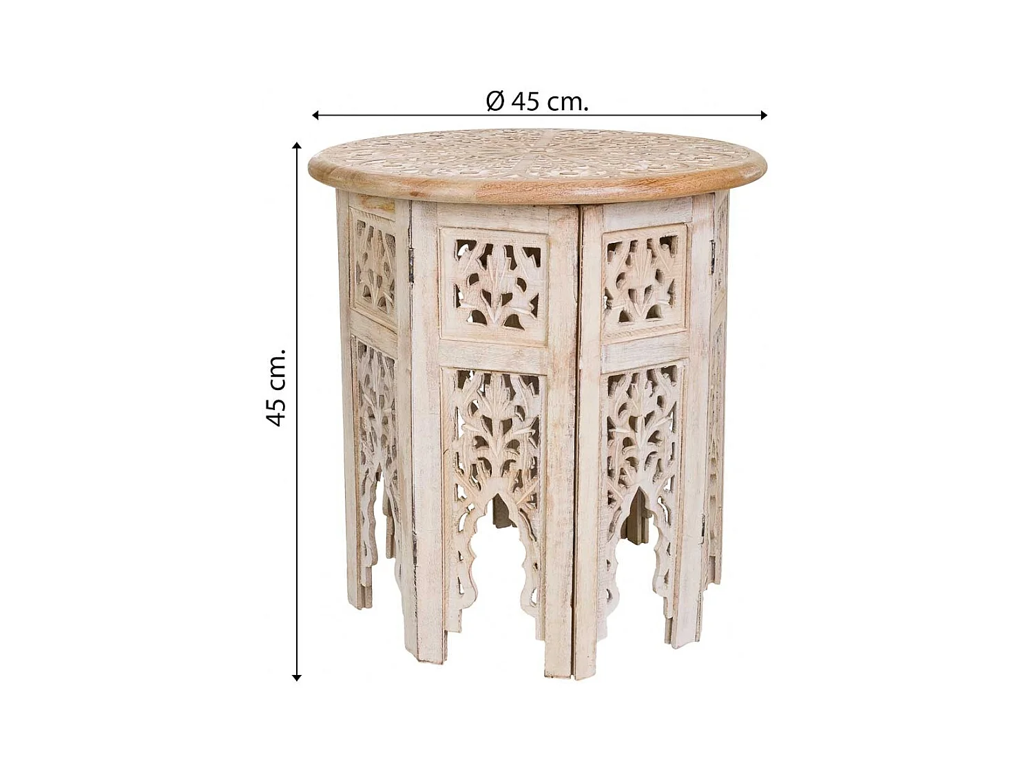 Mesa de centro feita à mão em madeira branca 45x45x45