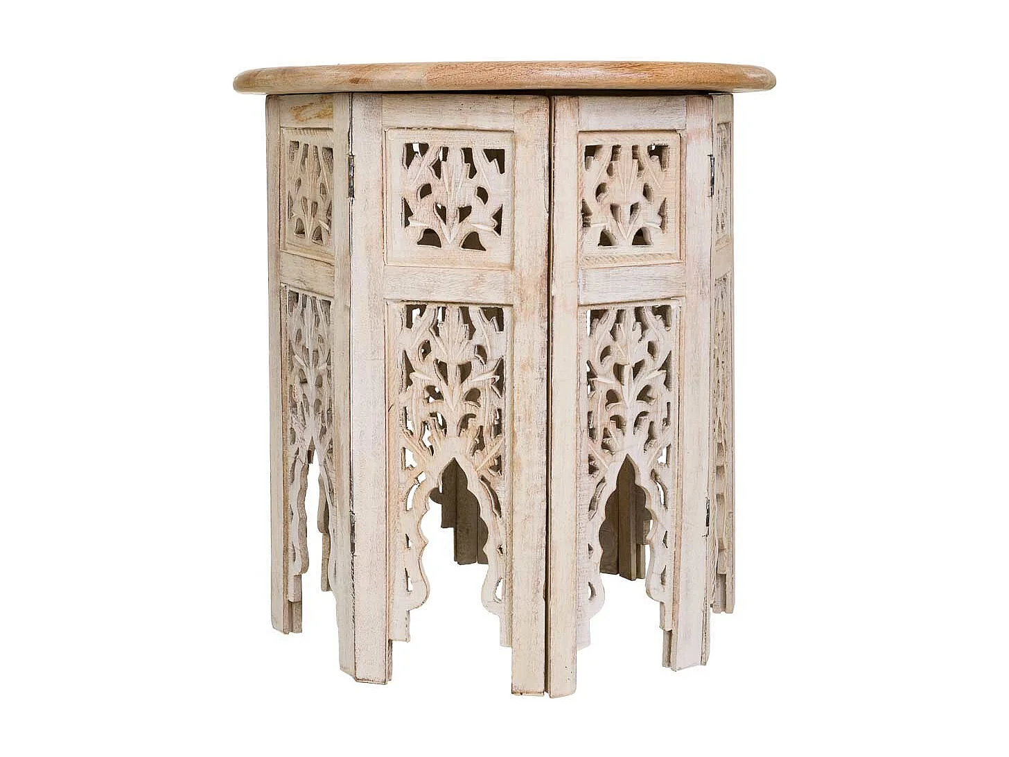 Mesa de centro feita à mão em madeira branca 45x45x45