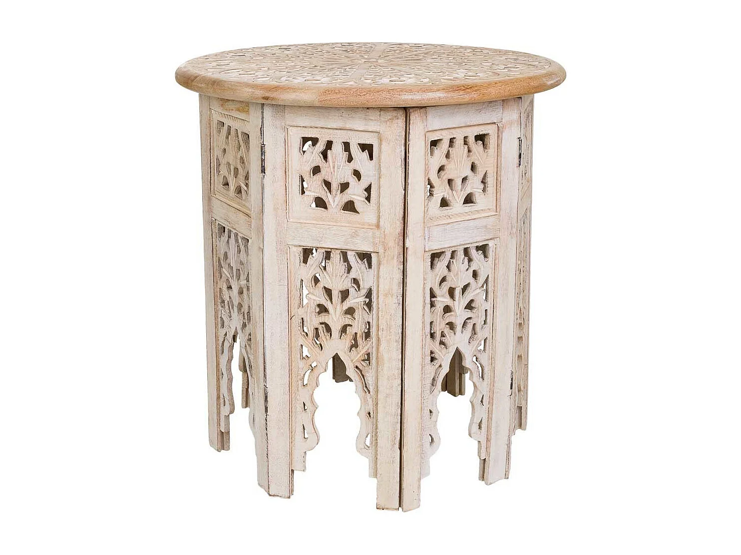 Mesa de centro feita à mão em madeira branca 45x45x45