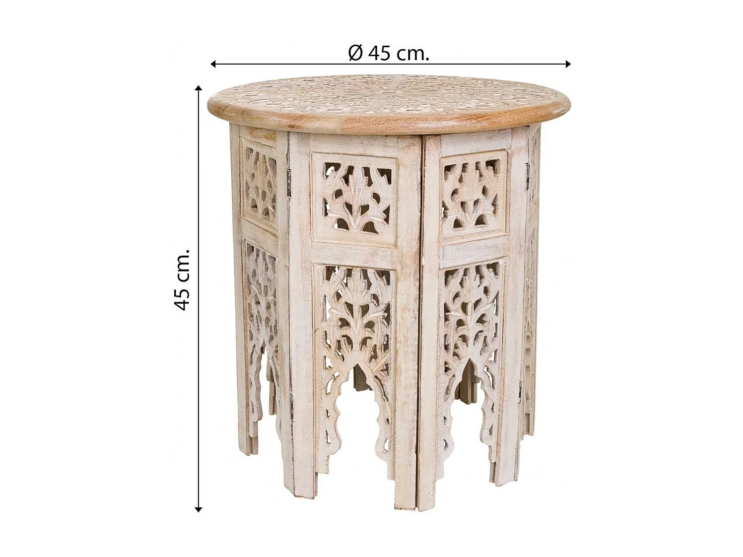 Mesa de centro feita à mão em madeira branca 45x45x45