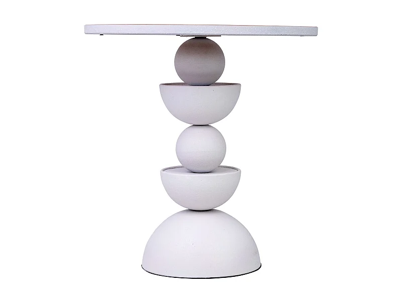 Mesa de apoio em metal e madeira branca 46x46x49h cm