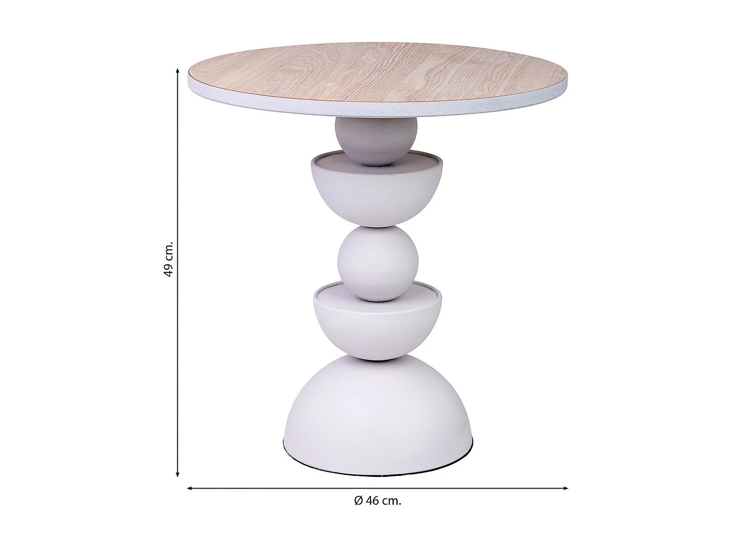 Mesa de apoio em metal e madeira branca 46x46x49h cm