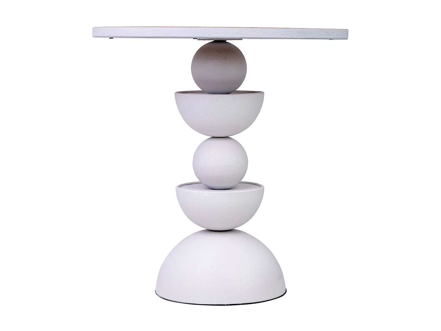 Mesa auxiliar de metal blanco y madera 46x46x49h cm