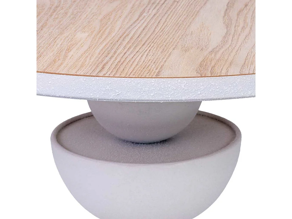 Mesa auxiliar de metal blanco y madera 46x46x49h cm