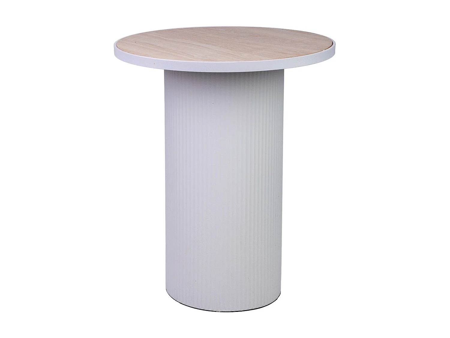 Mesa auxiliar de metal blanco y madera 46x46x56h cm