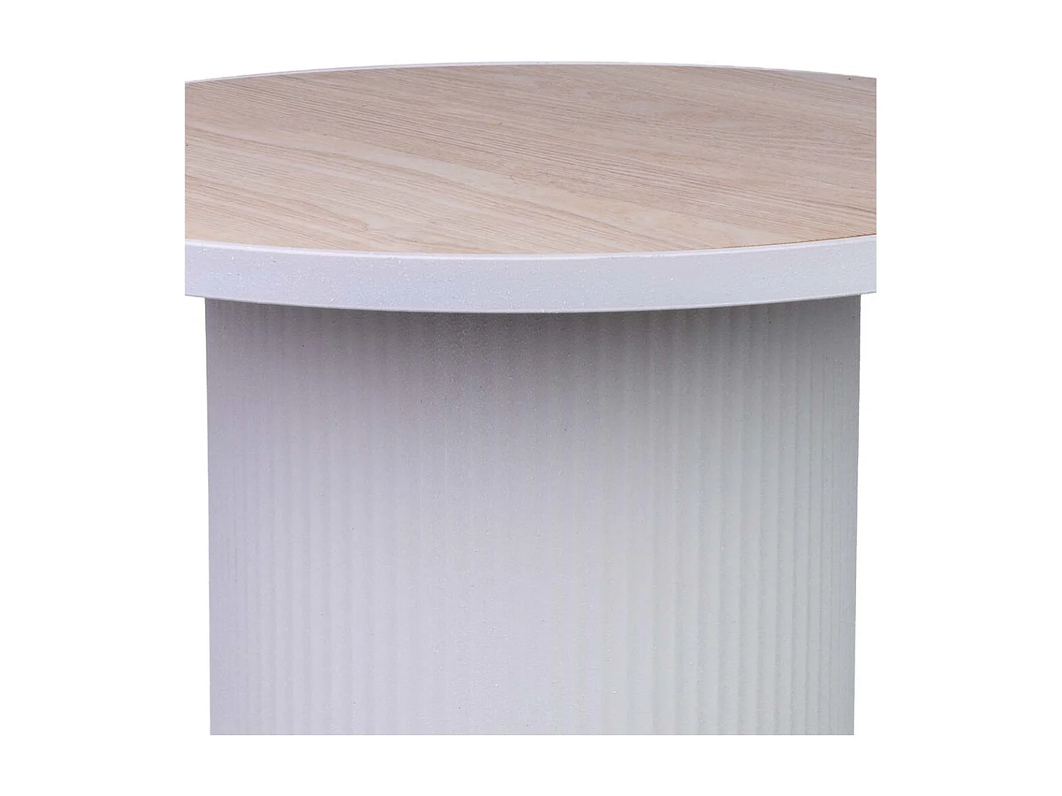 Mesa auxiliar de metal blanco y madera 46x46x56h cm