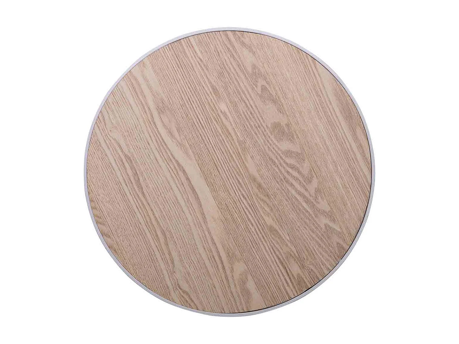 Mesa auxiliar de metal blanco y madera 46x46x56h cm