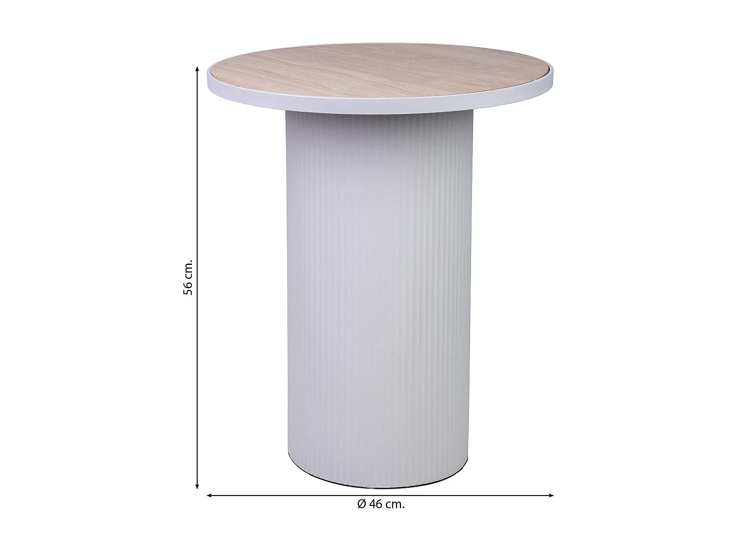 Mesa auxiliar de metal blanco y madera 46x46x56h cm