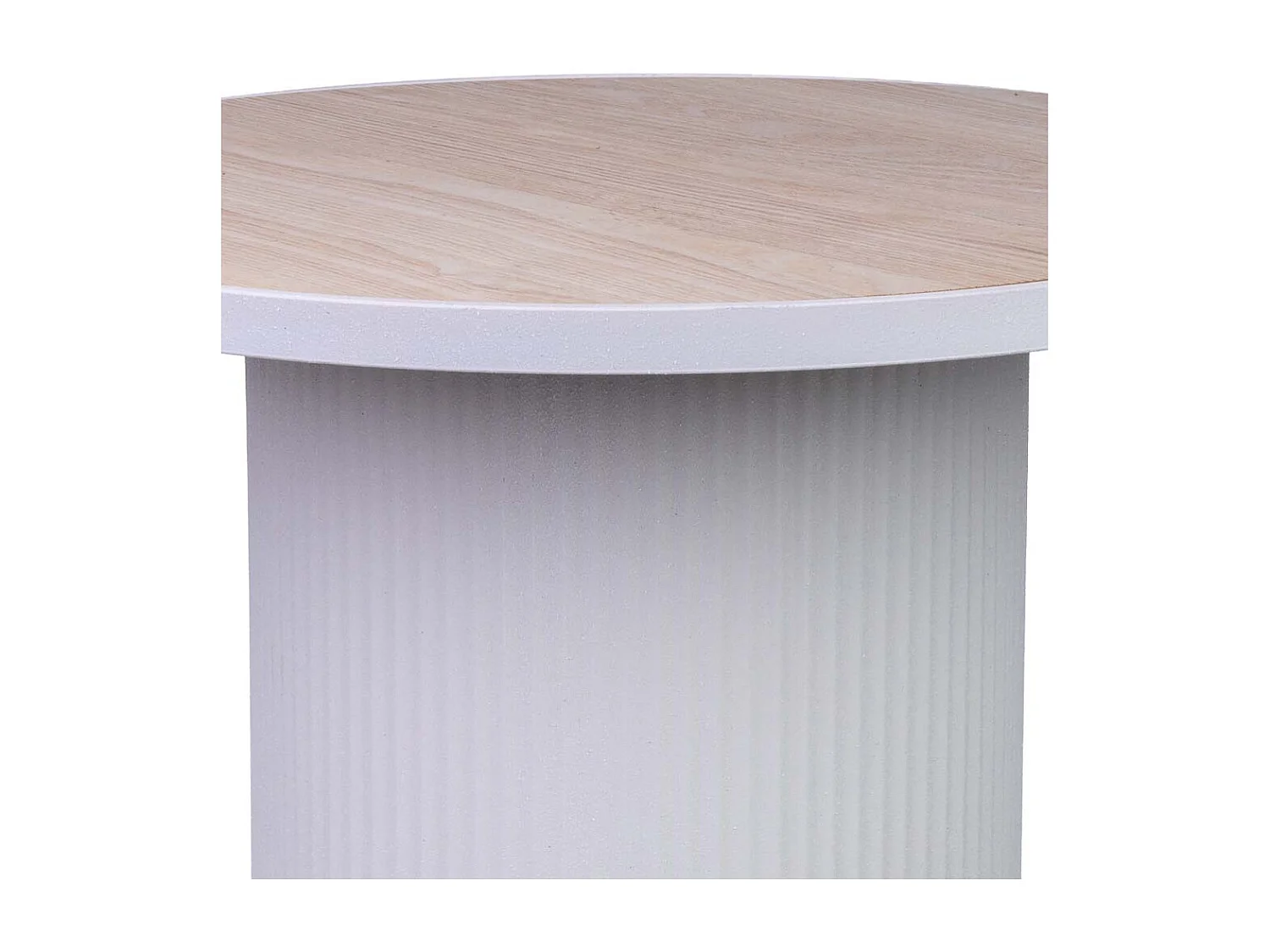 Tavolino in metallo bianco e legno 46x46x56h cm