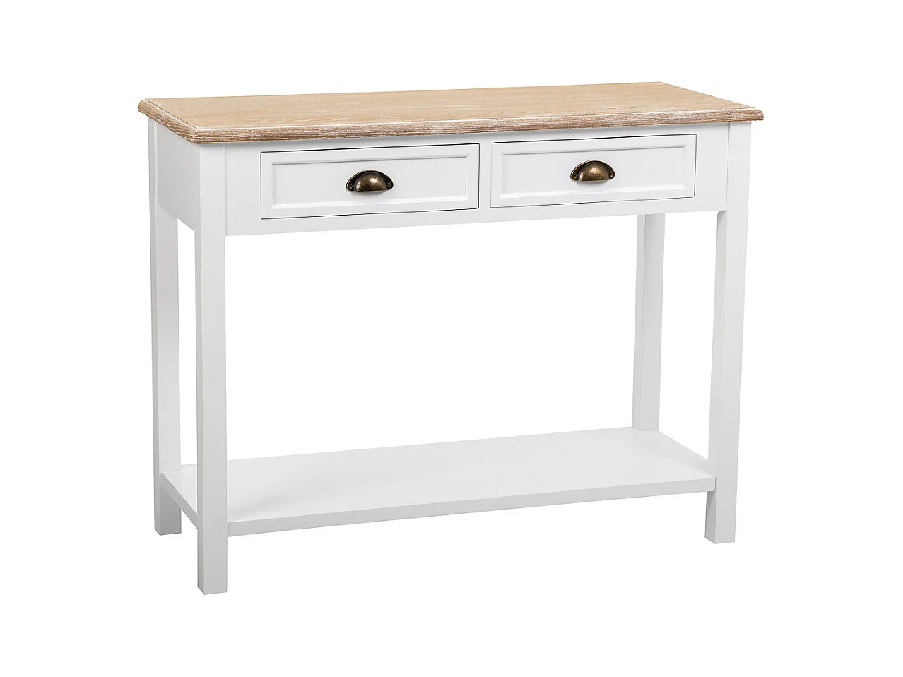 Recibidor de madera de 2 cajones y 1 balda blanco 100x40x78