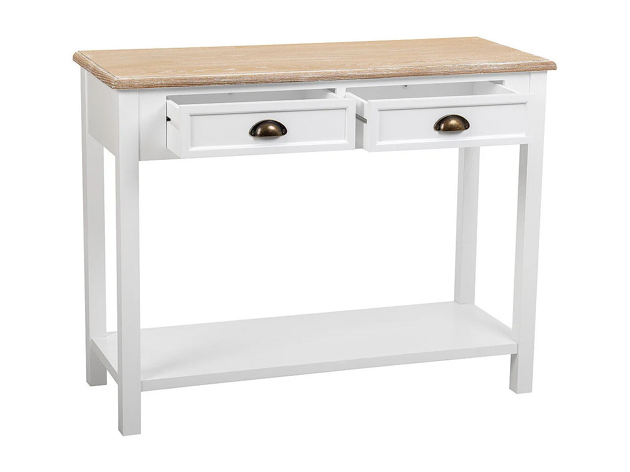 Recibidor de madera de 2 cajones y 1 balda blanco 100x40x78