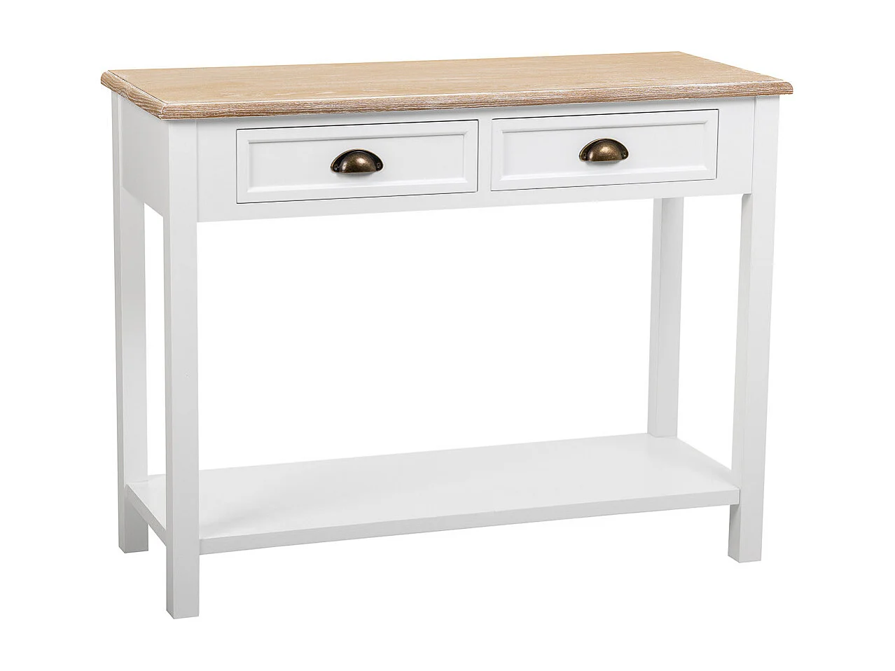 Recibidor de madera de 2 cajones y 1 balda blanco 100x40x78