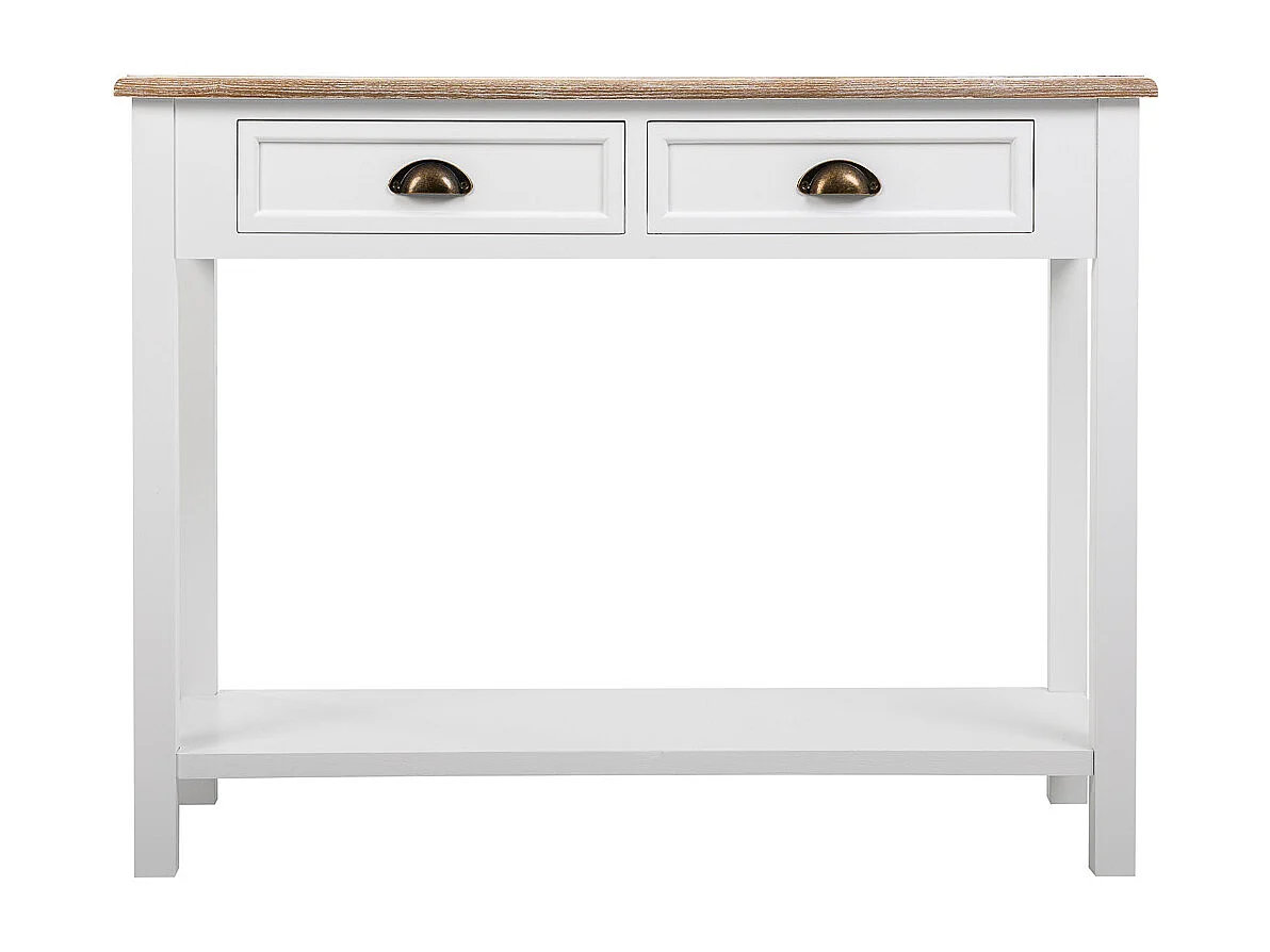 Recibidor de madera de 2 cajones y 1 balda blanco 100x40x78