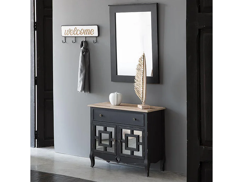 Mobile da ingresso in legno con 2 cassetti e 1 ripiano bianco 100x40x78