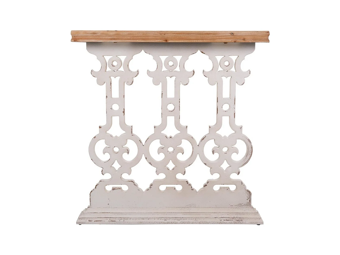 Weiße Eingangstisch aus geschnitztem Holz, 81x30x82h cm