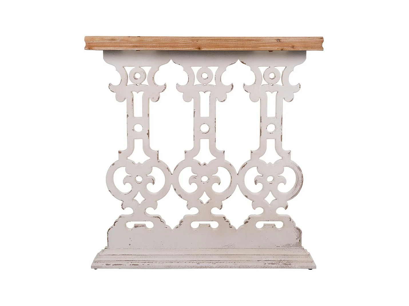 Weiße Eingangstisch aus geschnitztem Holz, 81x30x82h cm