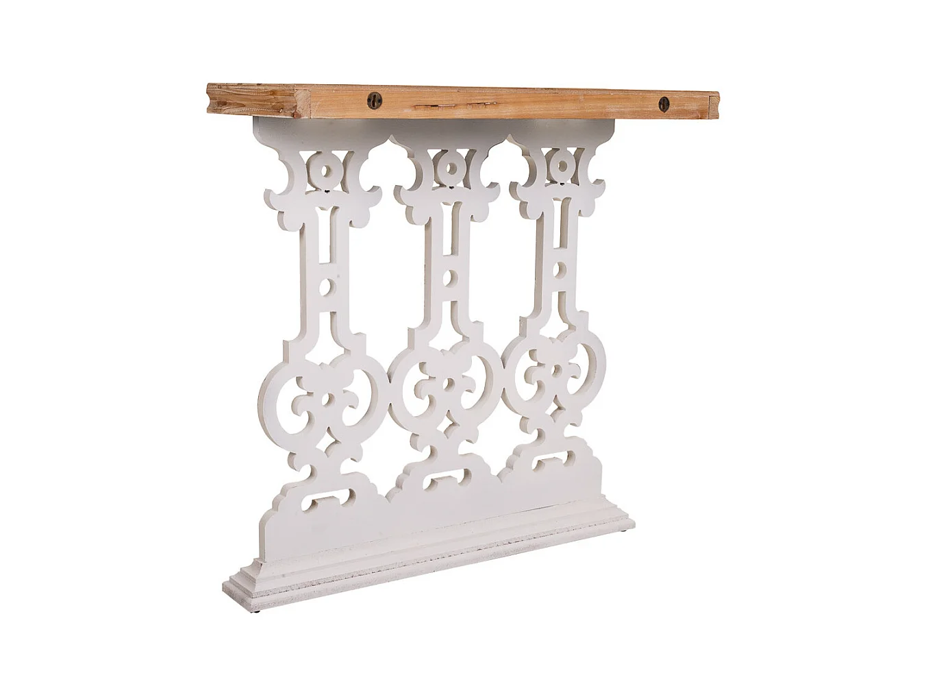 Weiße Eingangstisch aus geschnitztem Holz, 81x30x82h cm