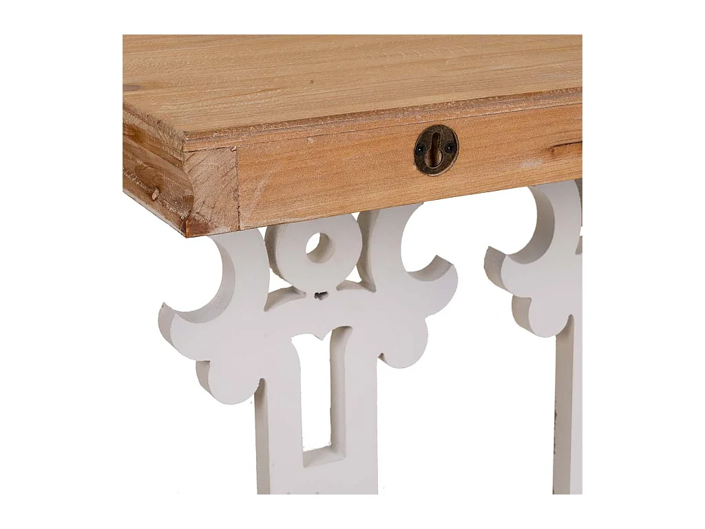Weiße Eingangstisch aus geschnitztem Holz, 81x30x82h cm