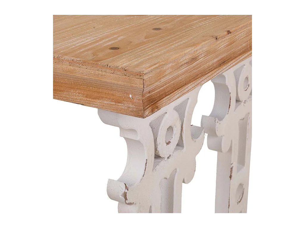 Weiße Eingangstisch aus geschnitztem Holz, 81x30x82h cm
