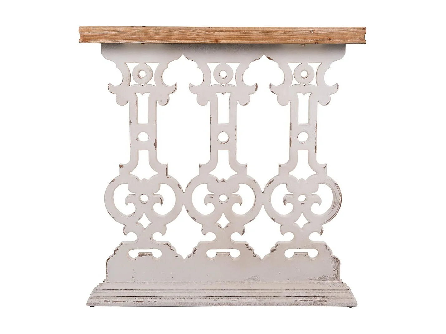 Mobile da ingresso in legno intagliato bianco 81x30x82h