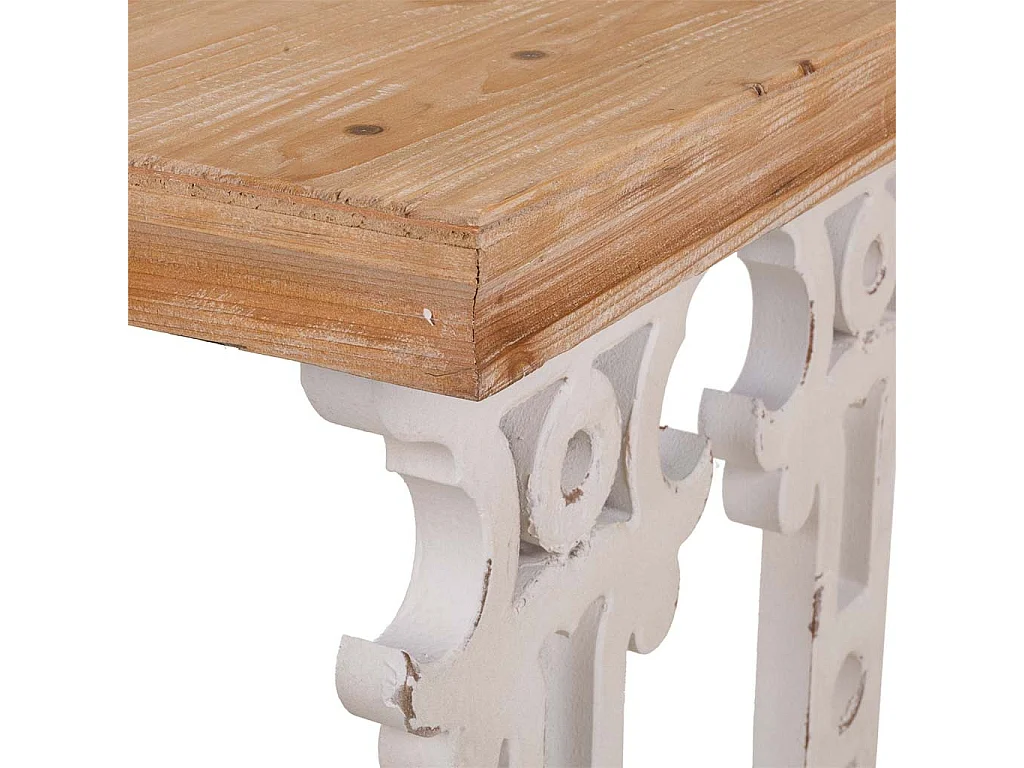 Mobile da ingresso in legno intagliato bianco 81x30x82h