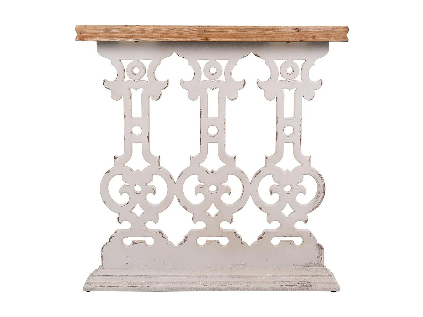 Mobile da ingresso in legno intagliato bianco 81x30x82h