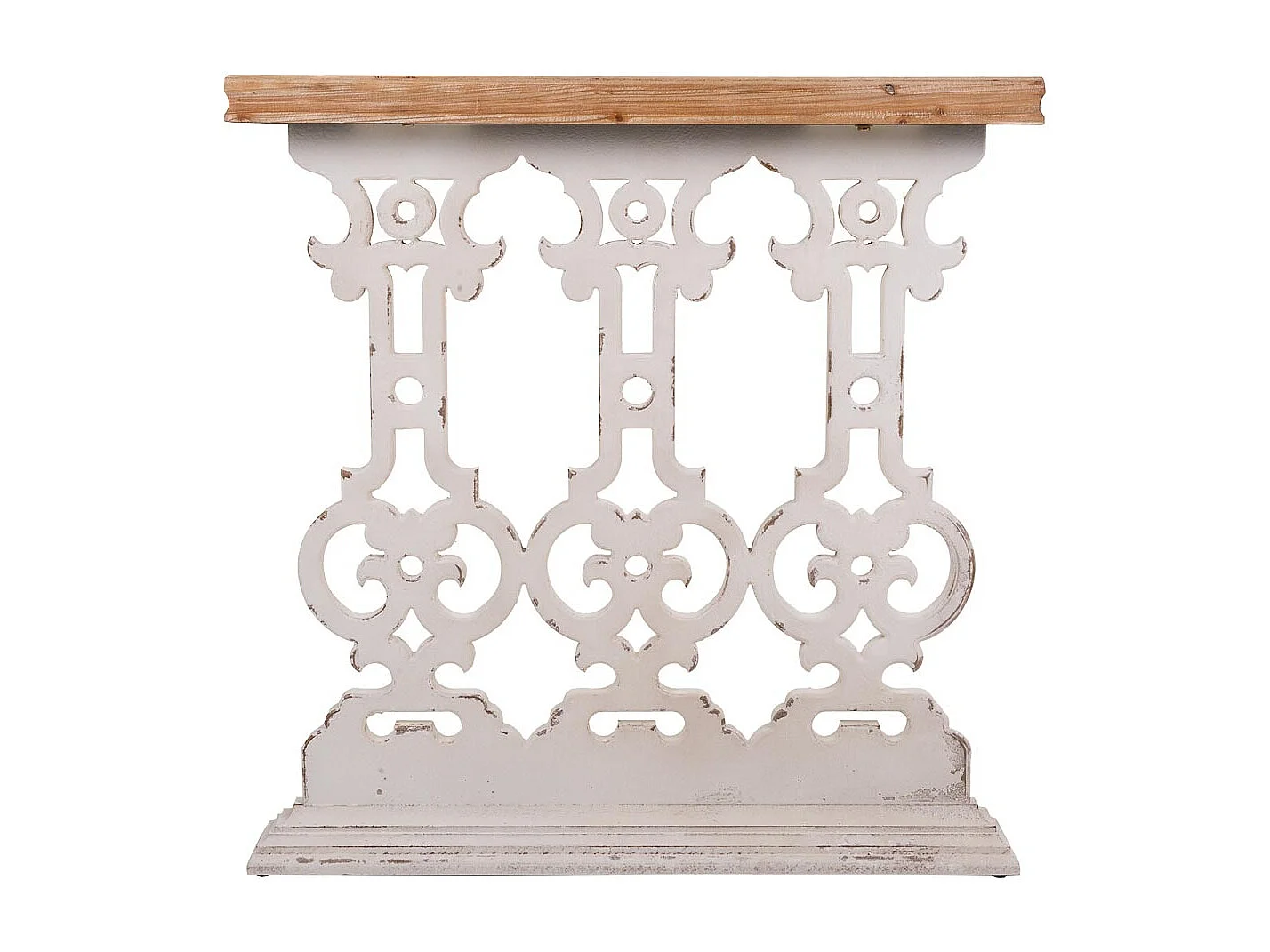 Mobile da ingresso in legno intagliato bianco 81x30x82h