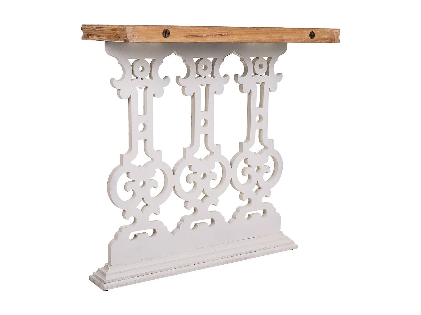 Mobile da ingresso in legno intagliato bianco 81x30x82h