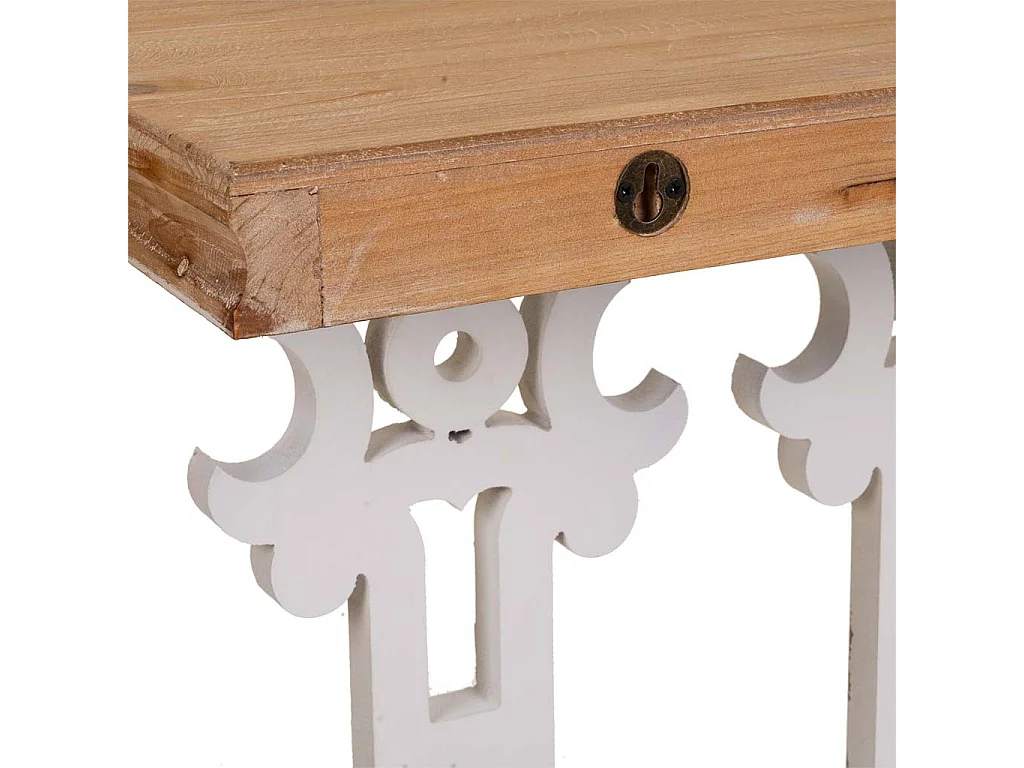 Mobile da ingresso in legno intagliato bianco 81x30x82h
