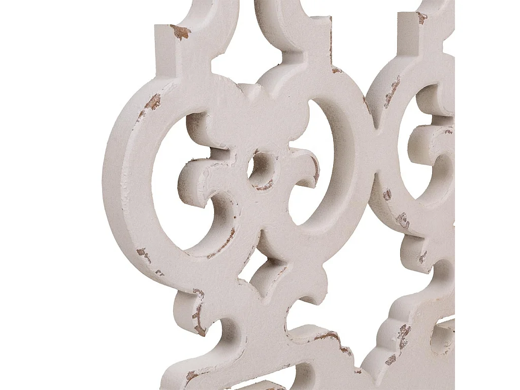 Mobile da ingresso in legno intagliato bianco 81x30x82h