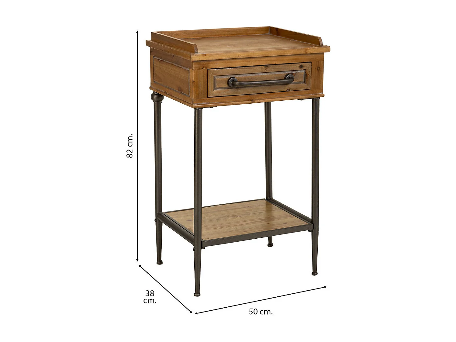 Braune Halle aus Holz und Metall, 50x38x82h cm
