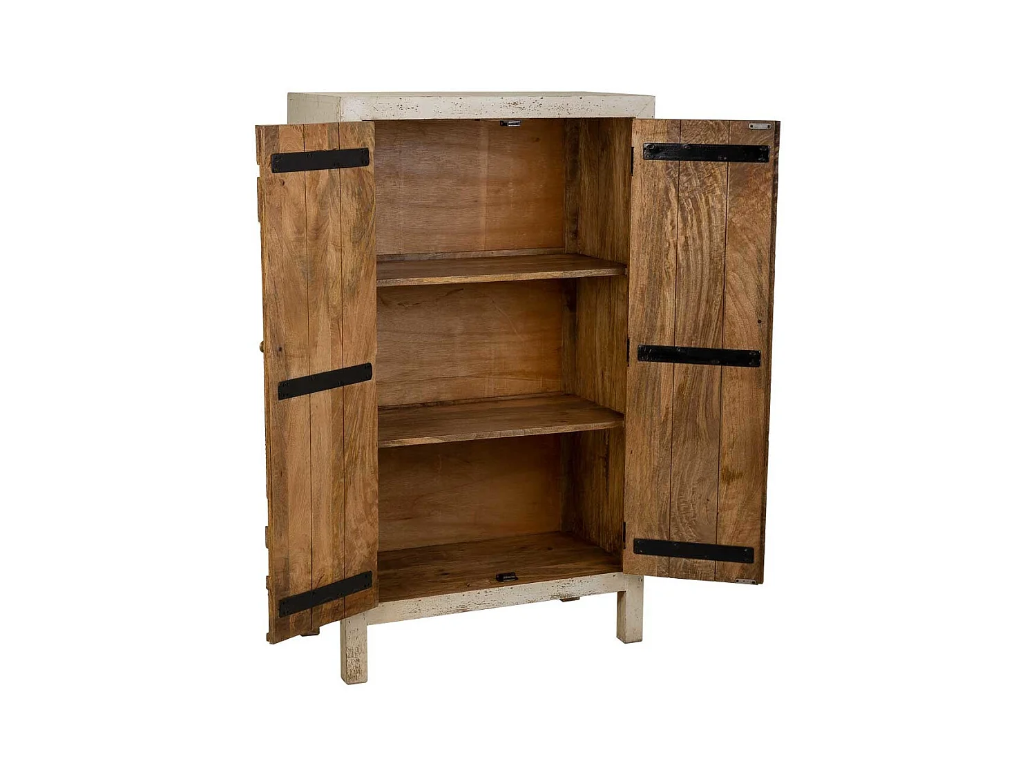 Armadio in legno intagliato artigianalmente a 2 ante beige 78x35x140