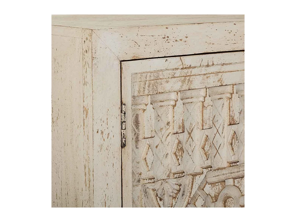 Armadio in legno intagliato artigianalmente a 2 ante beige 78x35x140