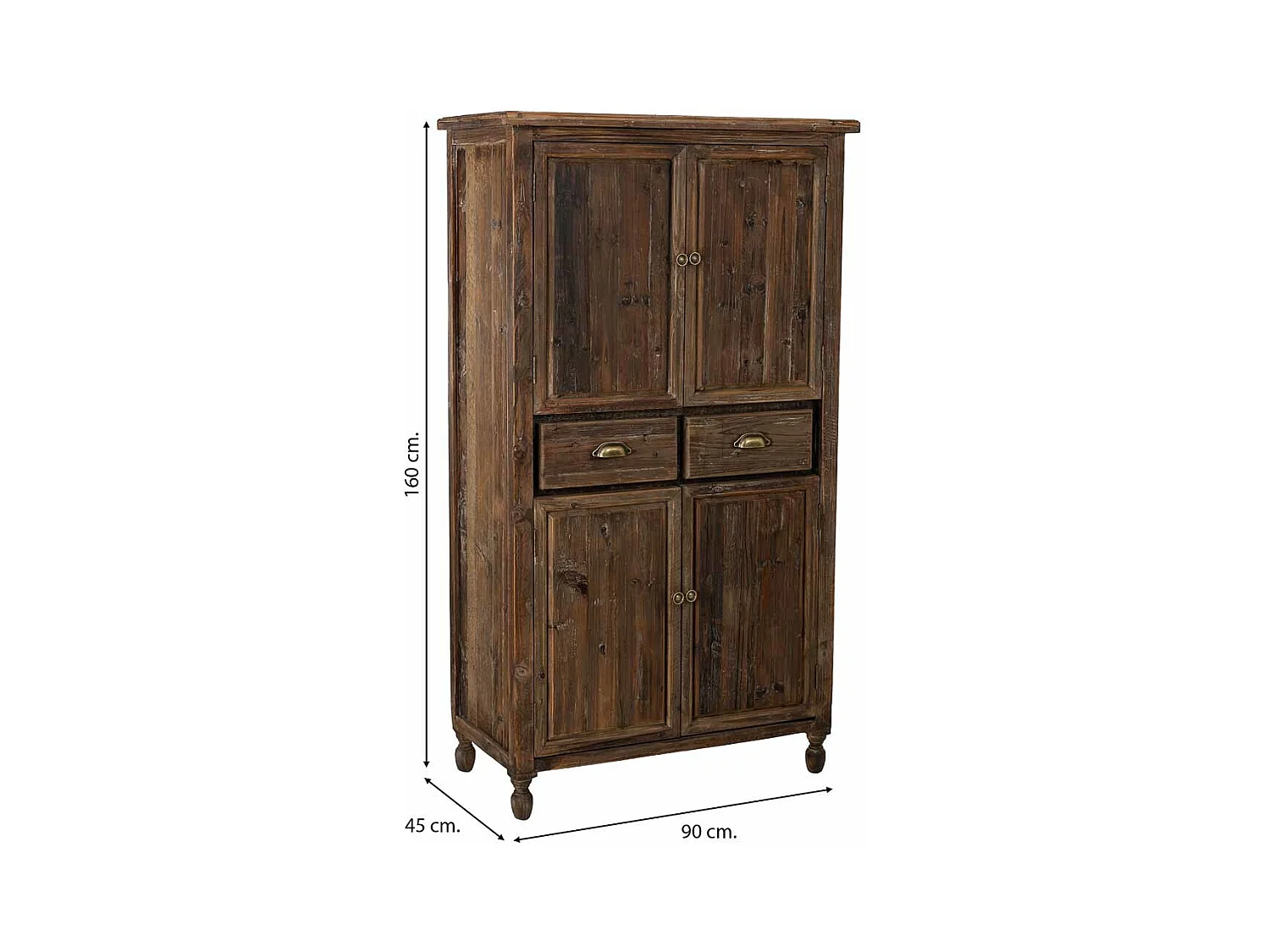 Armário em madeira com 4 portas e 2 gavetas 90x45x160h cm