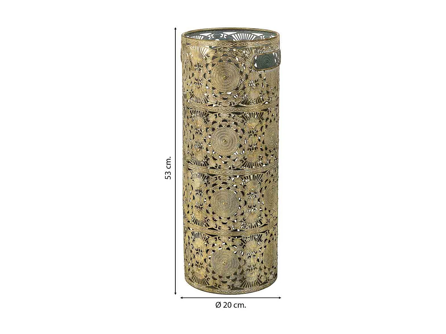 Paragüero redondo de metal dorado 20x20x53h cm