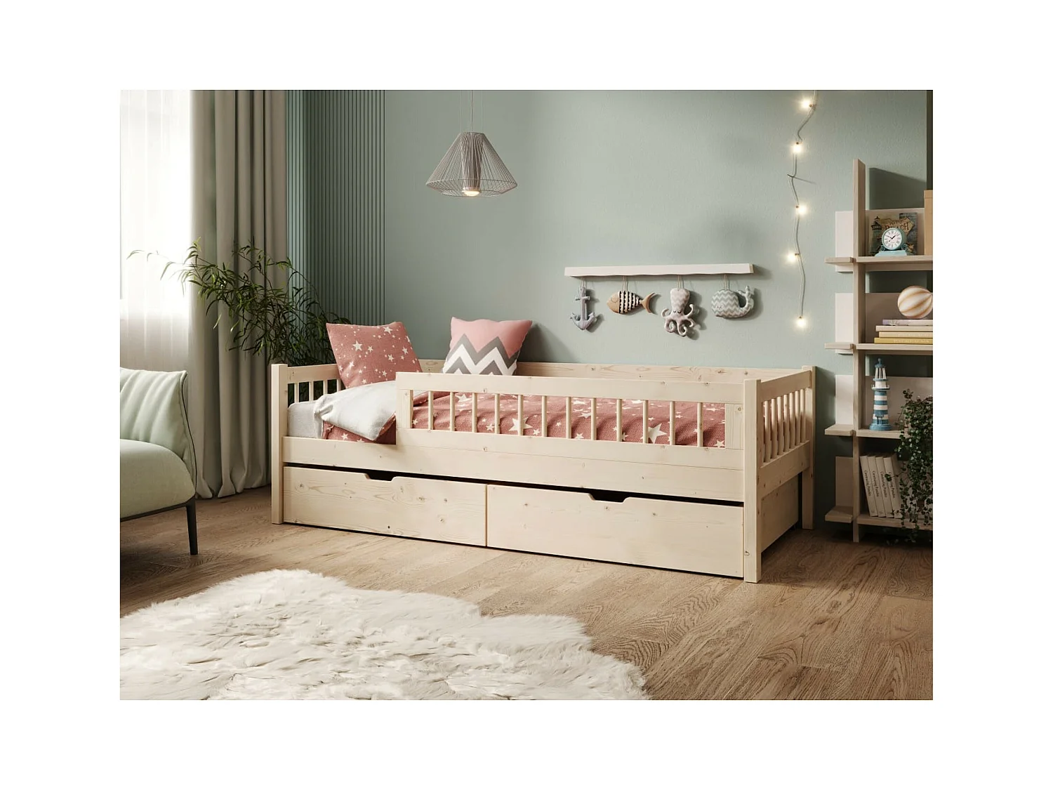 Lit Lora (90x200)/matelas inclus/Marron