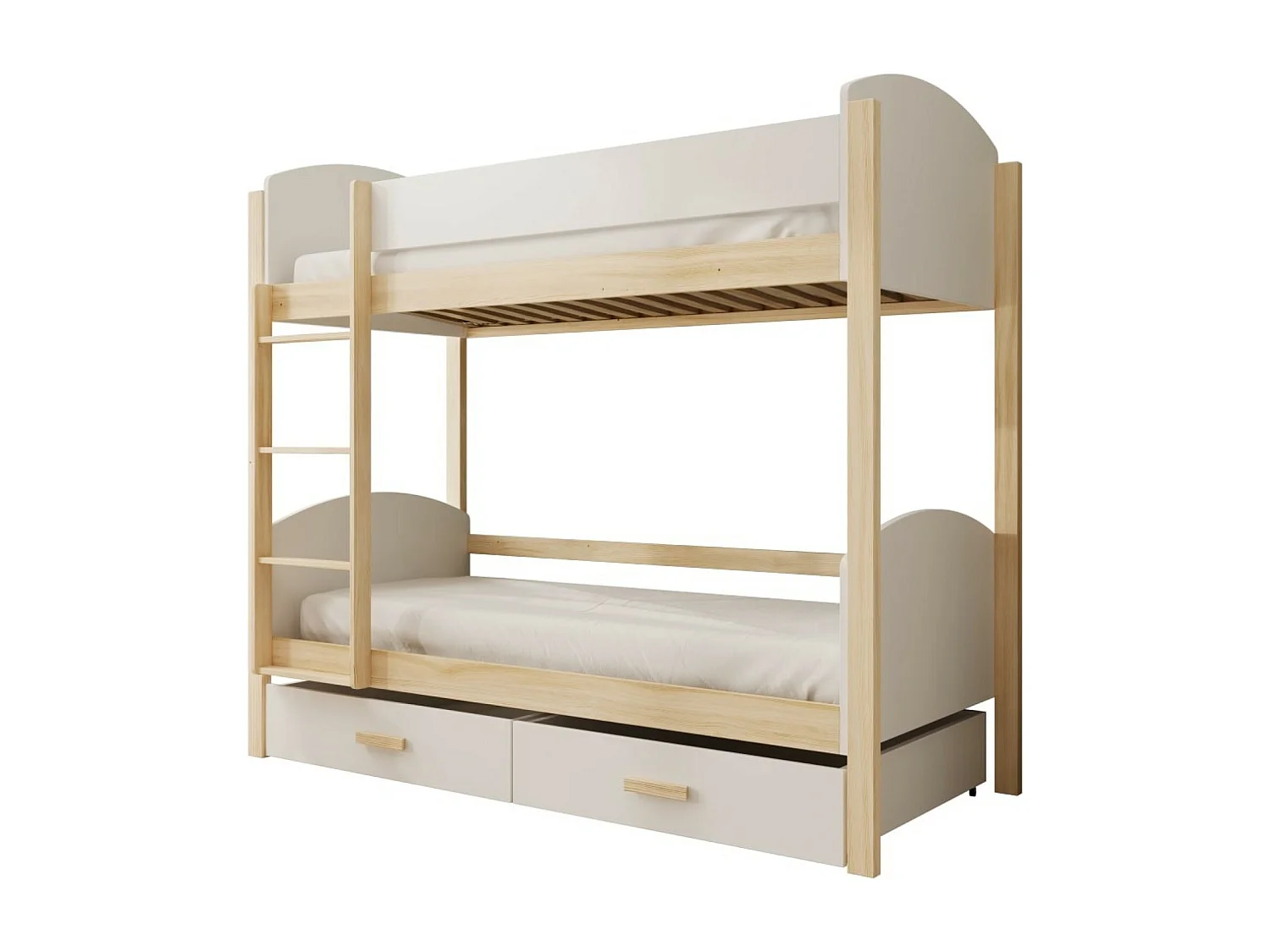 Lit Kori (90x200)/matelas inclus/Blanc&Marron