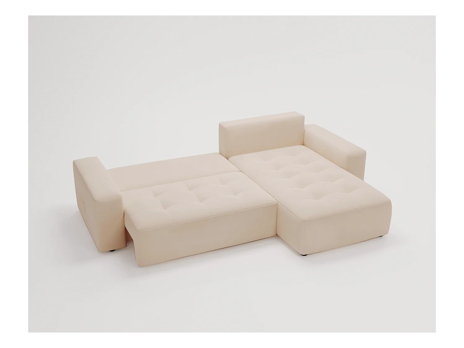 Emporius Nevada Canapé d'angle avec Rangement, Convertible - Tissu Velours, Canapé d'angle 250 cm, 4 Places - Droite, Beige (Trinity 4)