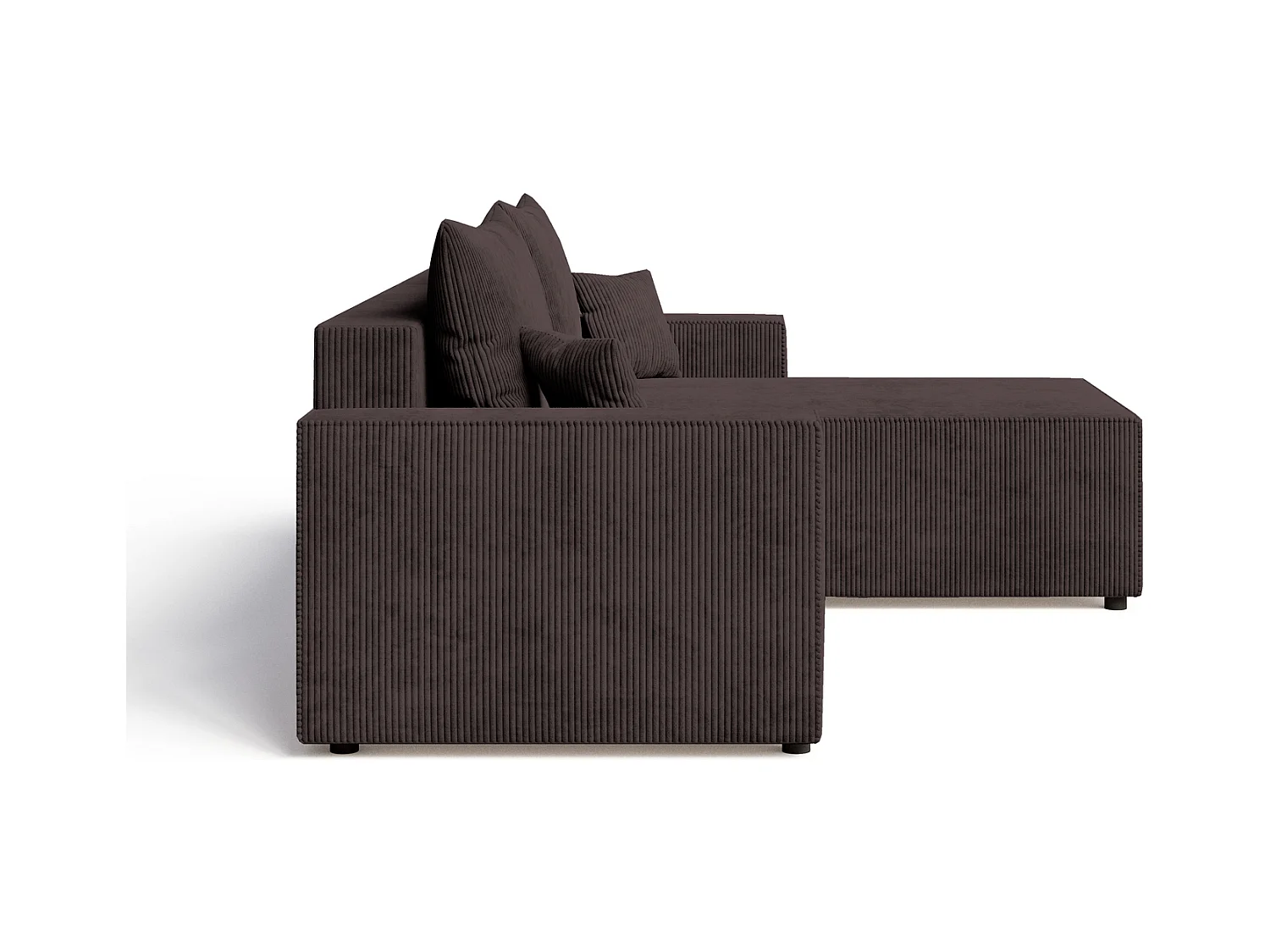 Emporius Lugo Canapé d'angle Convertible - Tissu Velours Côtelé, Canapé d'angle avec Rangement - Droite, Brun (LincolD 29)