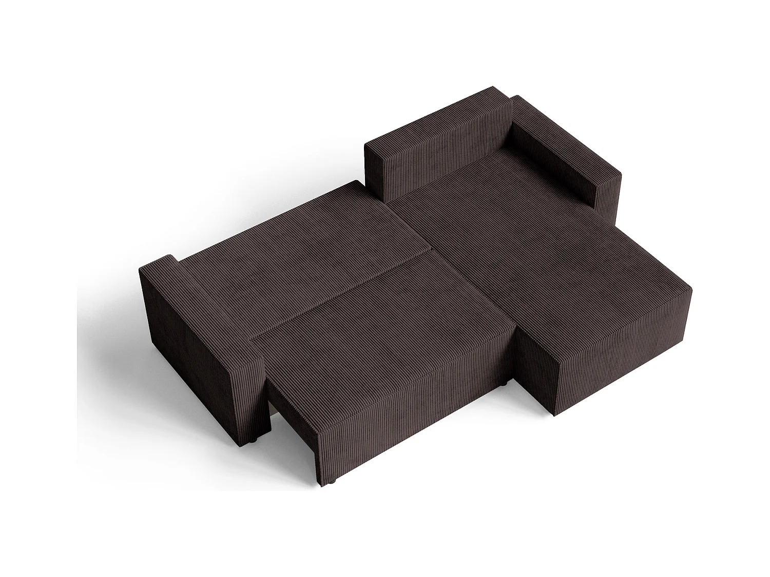 Emporius Lugo Canapé d'angle Convertible - Tissu Velours Côtelé, Canapé d'angle avec Rangement - Droite, Brun (LincolD 29)