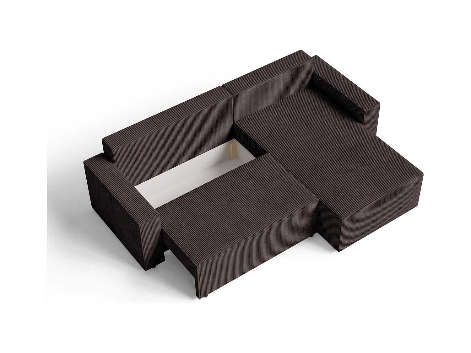 Emporius Lugo Canapé d'angle Convertible - Tissu Velours Côtelé, Canapé d'angle avec Rangement - Droite, Brun (LincolD 29)