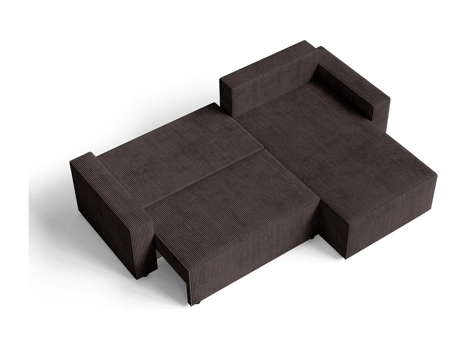 Emporius Lugo Canapé d'angle Convertible - Tissu Velours Côtelé, Canapé d'angle avec Rangement - Droite, Brun (LincolD 29)