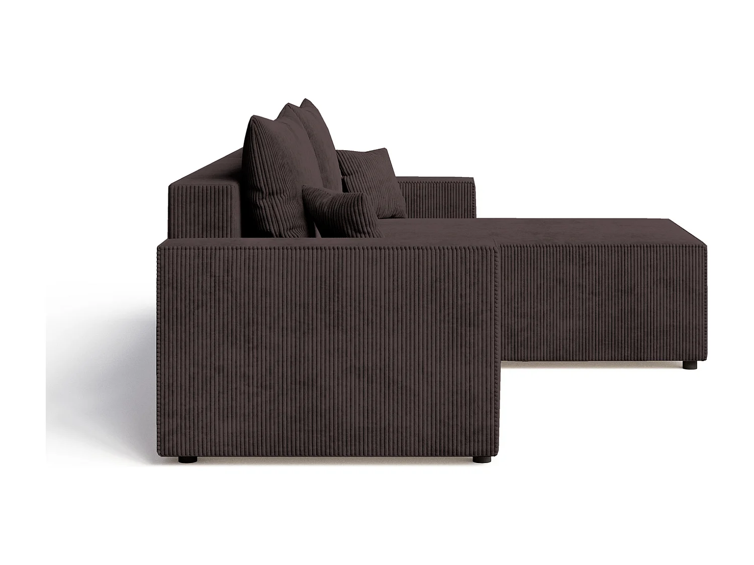 Emporius Lugo Hoekbank 250 cm - L-Vorm, sofa met slaapfunctie, rechts, ribfluweel Bruin (LincolnD 29)