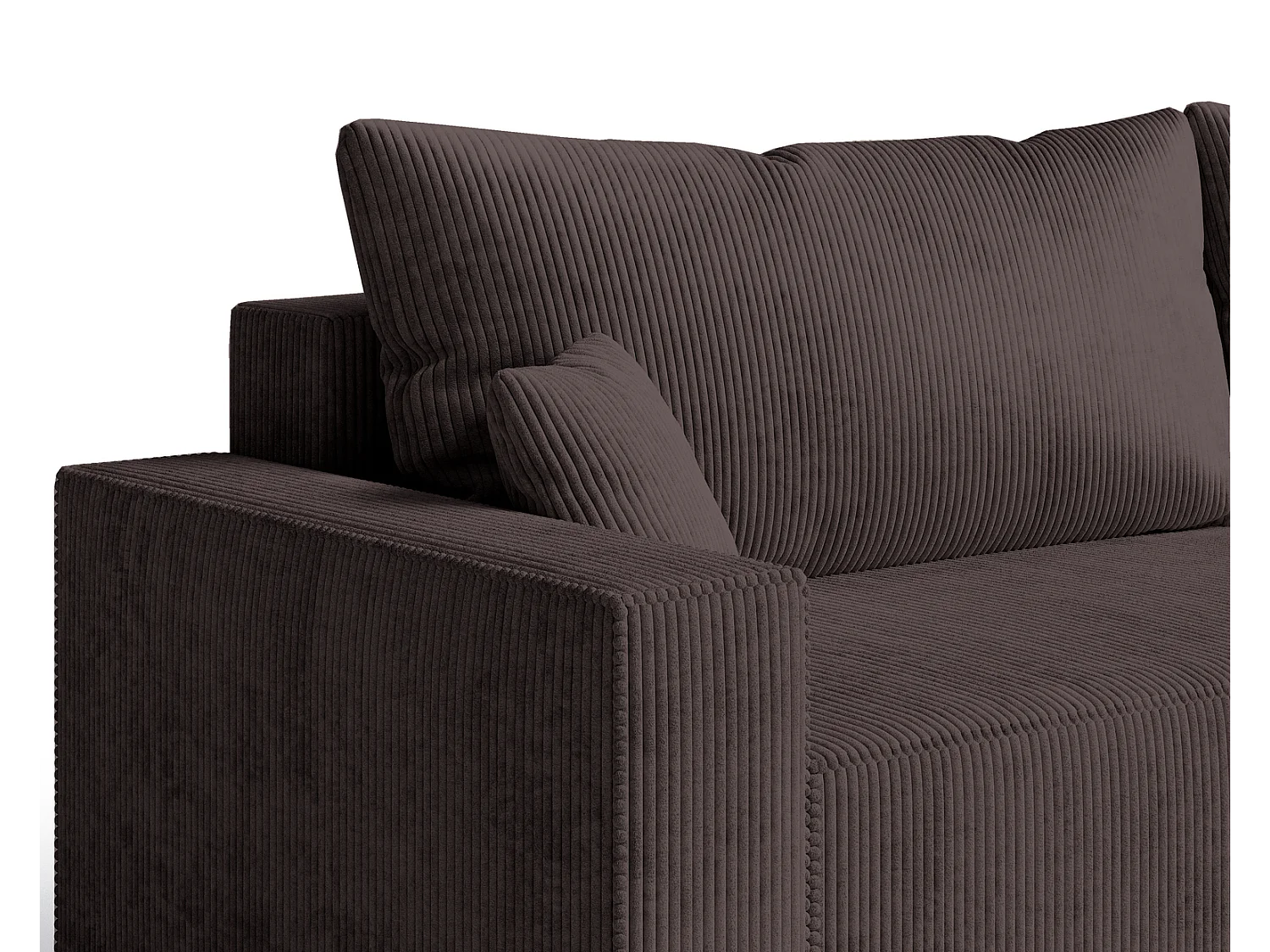 Emporius Lugo Hoekbank 250 cm - L-Vorm, sofa met slaapfunctie, rechts, ribfluweel Bruin (LincolnD 29)