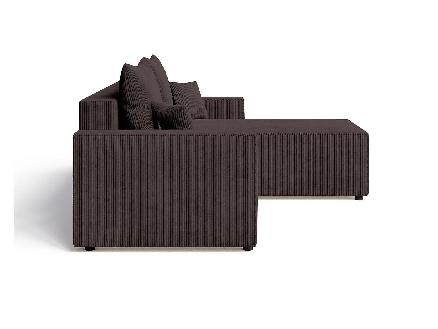 Hoekbank met slaapfunctie Lugo 250 cm, L-vorm, sofa, rechts, ribfluweel bruin