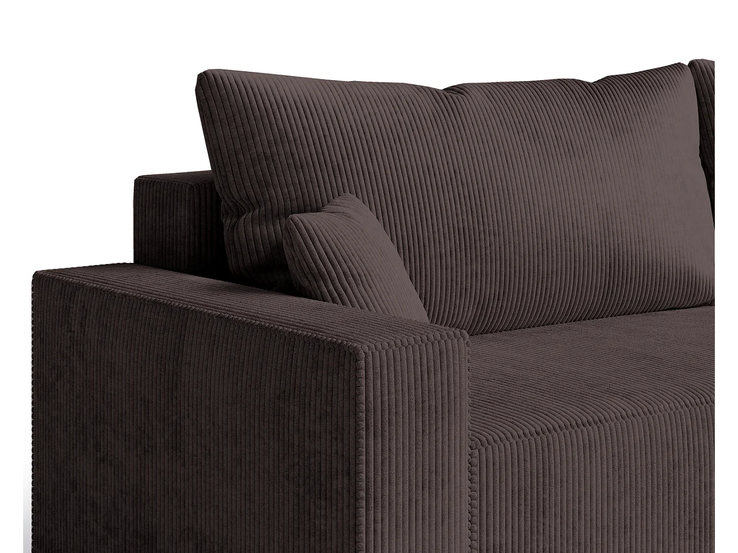 Hoekbank met slaapfunctie Lugo 250 cm, L-vorm, sofa, rechts, ribfluweel bruin