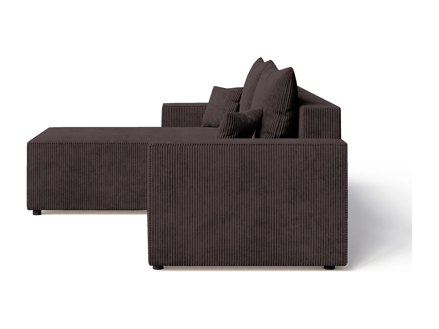 Emporius Lugo Hoekbank 250 cm - L-Vorm, sofa met slaapfunctie, links, ribfluweel Bruin (LincolnD 29)