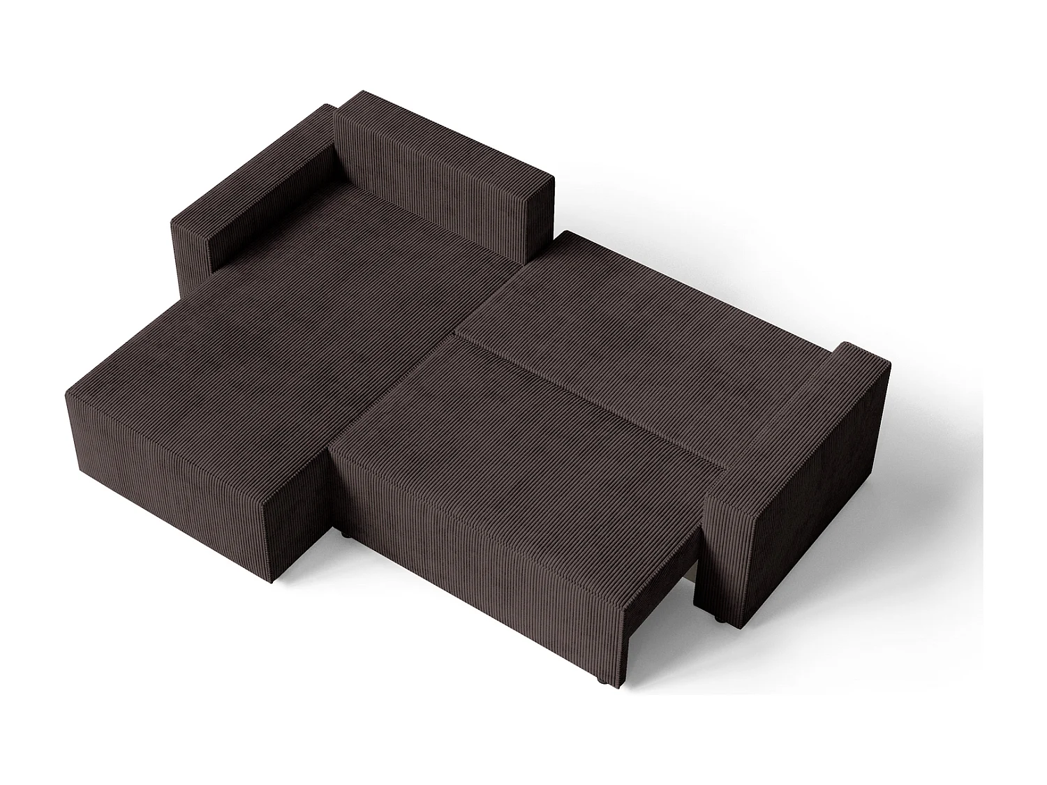 Emporius Lugo Hoekbank 250 cm - L-Vorm, sofa met slaapfunctie, links, ribfluweel Bruin (LincolnD 29)