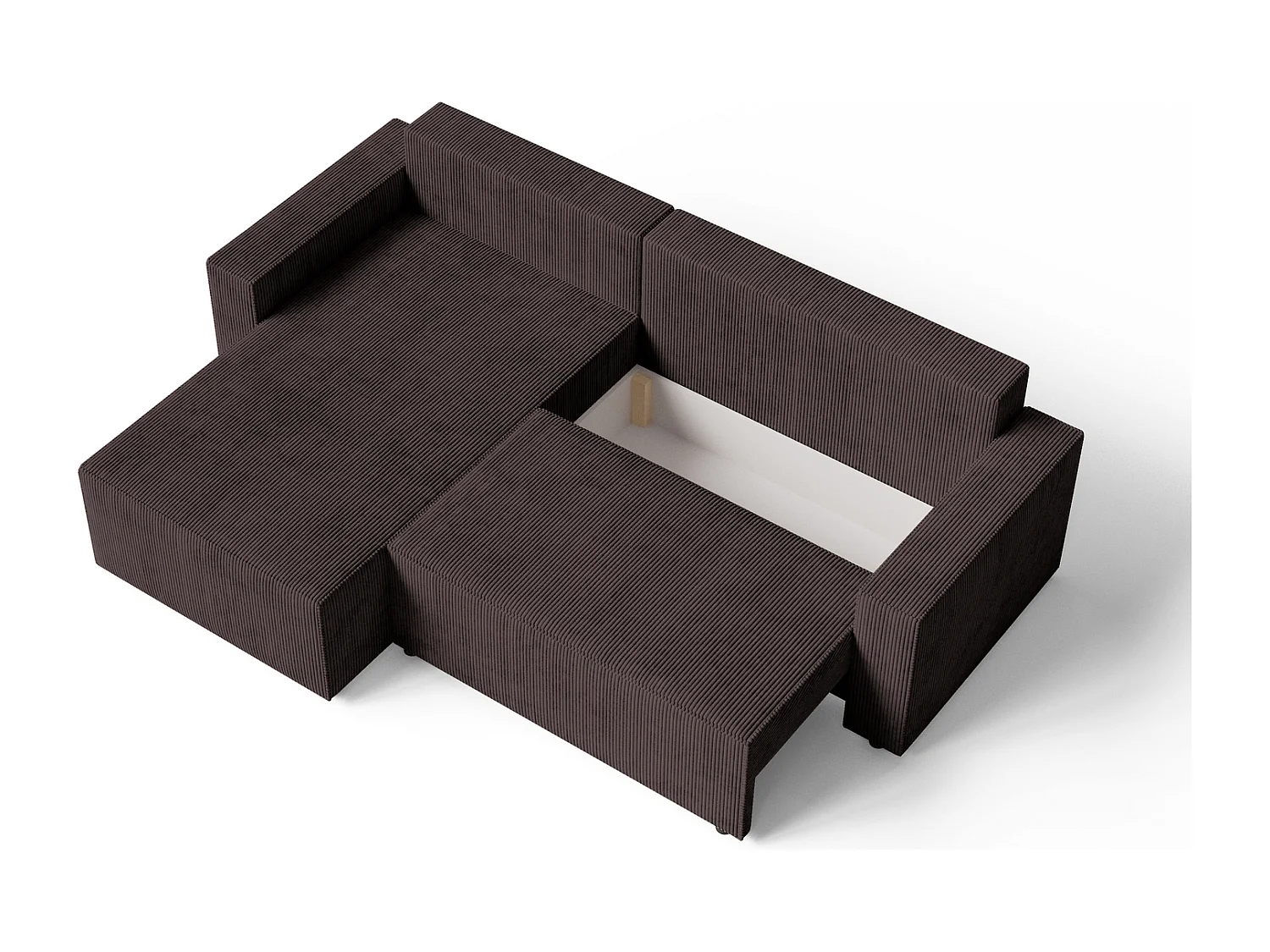 Emporius Lugo Hoekbank 250 cm - L-Vorm, sofa met slaapfunctie, links, ribfluweel Bruin (LincolnD 29)